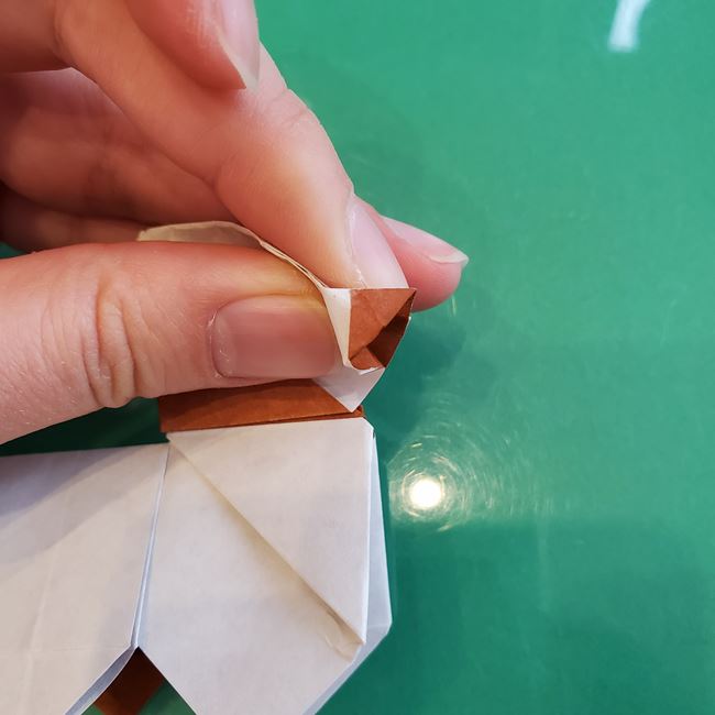 折り紙の動物 立体の犬の作り方折り方②顔(23)