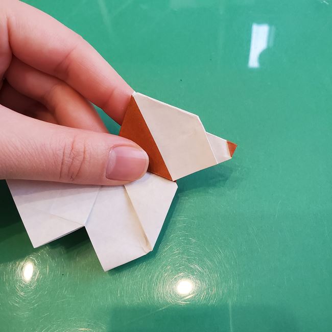 折り紙の動物 立体の犬の作り方折り方②顔(24)