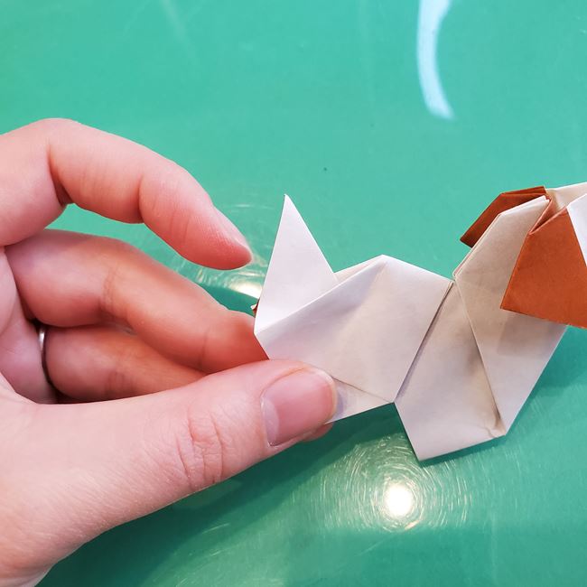 折り紙の動物 立体の犬の作り方折り方③完成(10)