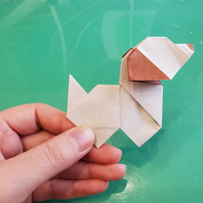 折り紙の動物 立体の犬の作り方折り方③完成(11)