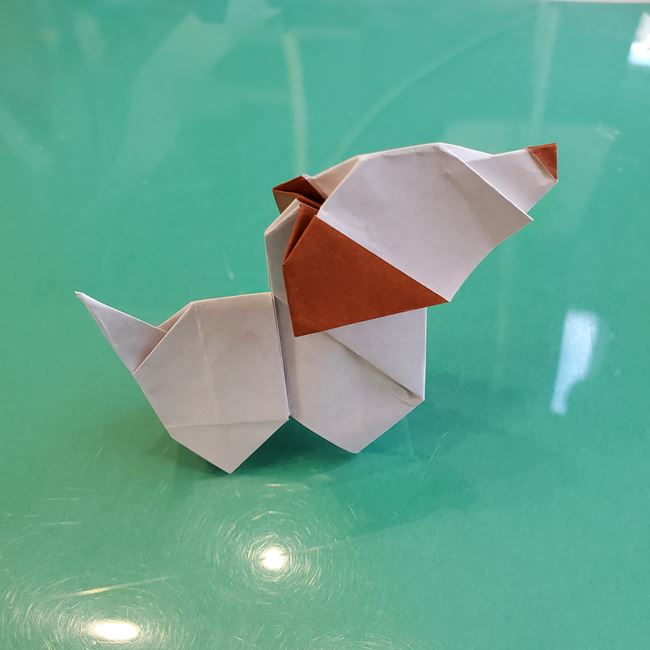 折り紙の動物 立体の犬の作り方折り方③完成(14)