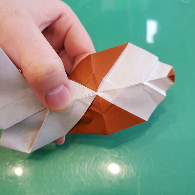 折り紙の動物 立体の犬の作り方折り方③完成(4)