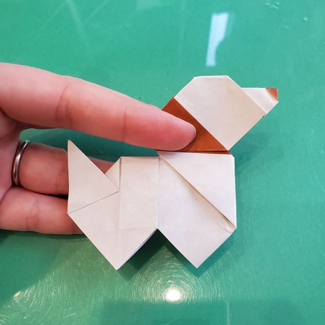 折り紙の動物 立体の犬の作り方折り方③完成(9)