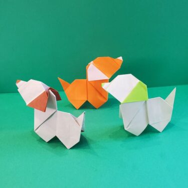 折り紙の動物 立体の犬を一枚でつくる折り方作り方は簡単！(？)幼児の遊びにも♪