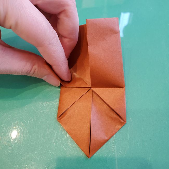 折り紙の犬 伏せしてかわいい折り方作り方①顔(10)