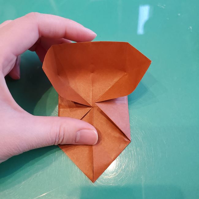 折り紙の犬 伏せしてかわいい折り方作り方①顔(11)