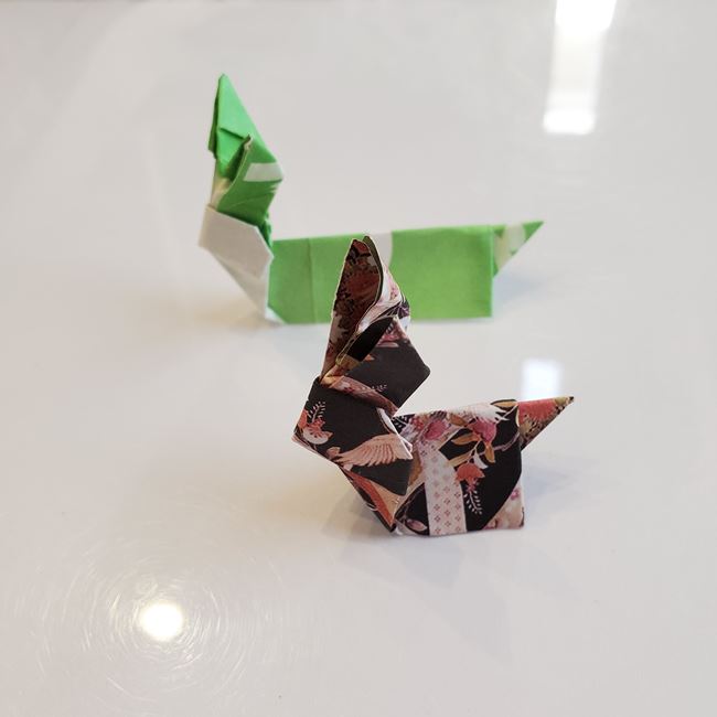 箸袋で箸置きの折り方 うさぎの折り紙②耳(20)