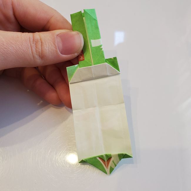 箸袋で箸置きの折り方 うさぎの折り紙②耳(3)