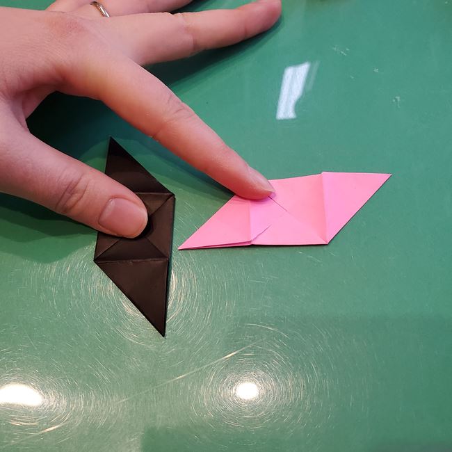 鬼滅の刃の折り紙 ストラップキーホルダーの簡単な作り方折り方②組み合わせ(1)