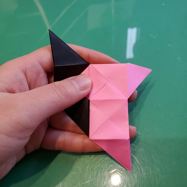 鬼滅の刃の折り紙 ストラップキーホルダーの簡単な作り方折り方②組み合わせ(7)