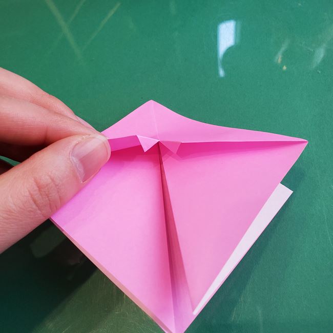 3月の折り紙 桃の花の簡単な折り方作り方(12)
