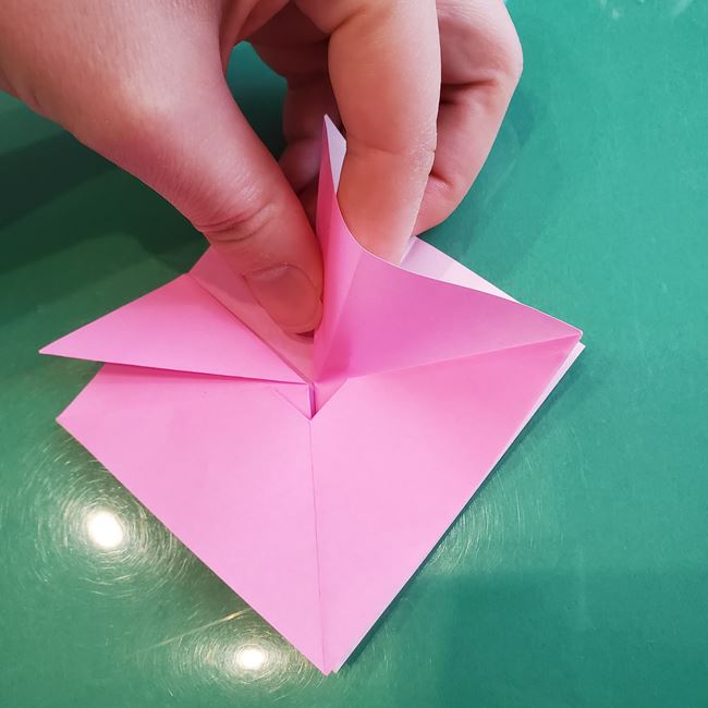 3月の折り紙 桃の花の簡単な折り方作り方(15)