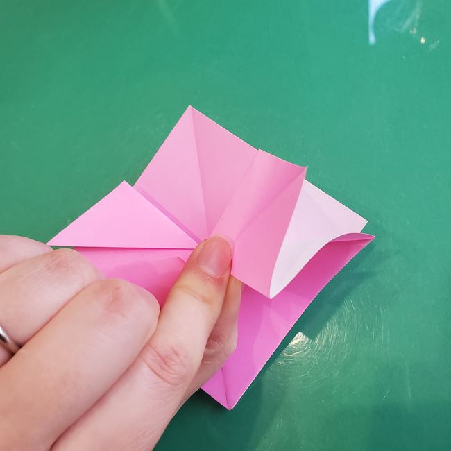 3月の折り紙 桃の花の簡単な折り方作り方(16)