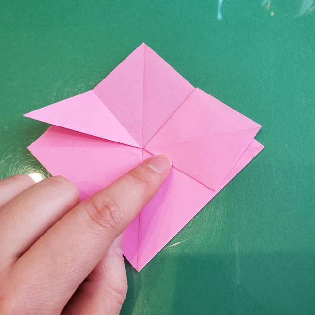 3月の折り紙 桃の花の簡単な折り方作り方(17)