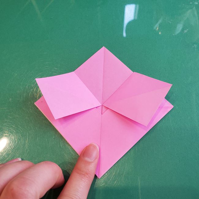 3月の折り紙 桃の花の簡単な折り方作り方(18)