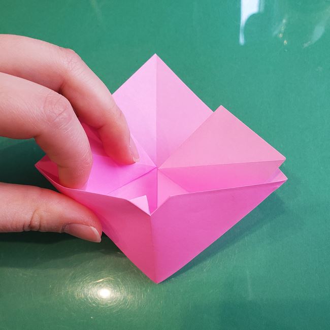 3月の折り紙 桃の花の簡単な折り方作り方(19)