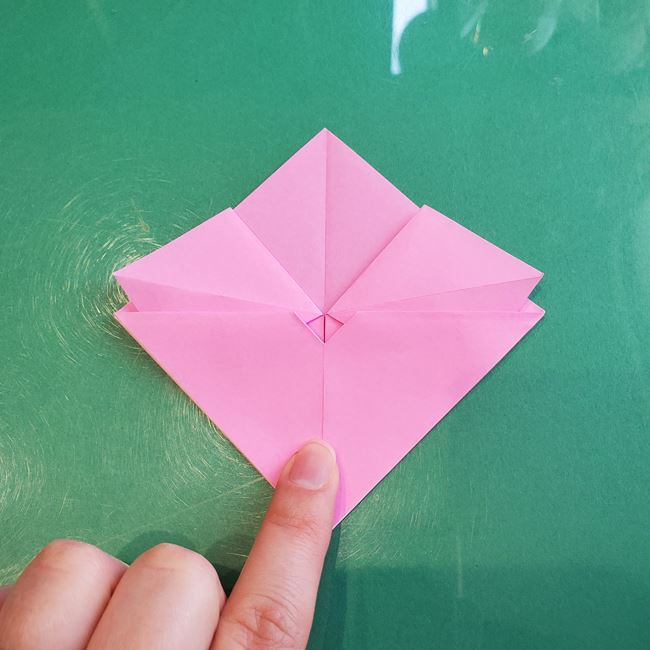3月の折り紙 桃の花の簡単な折り方作り方(20)