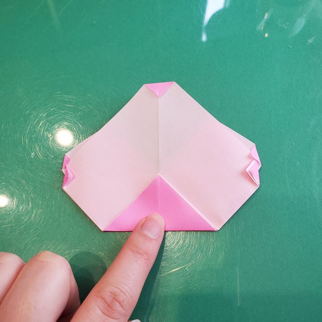 3月の折り紙 桃の花の簡単な折り方作り方(23)