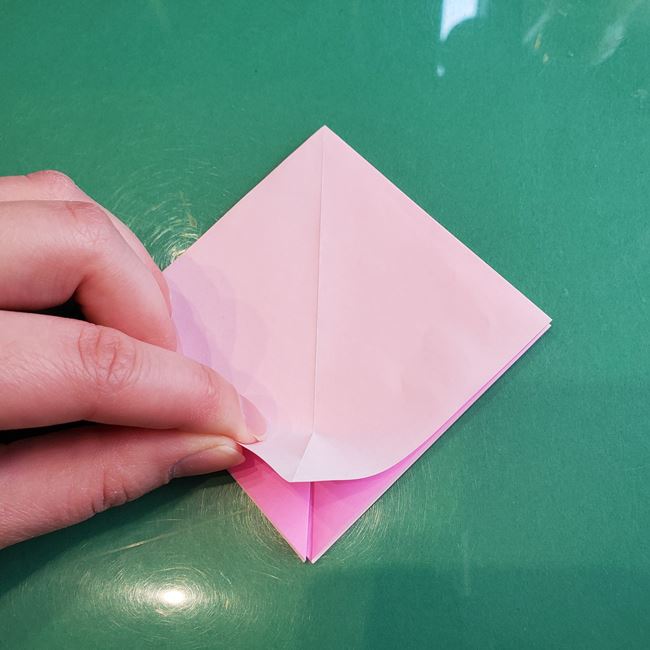 3月の折り紙 桃の花の簡単な折り方作り方(8)