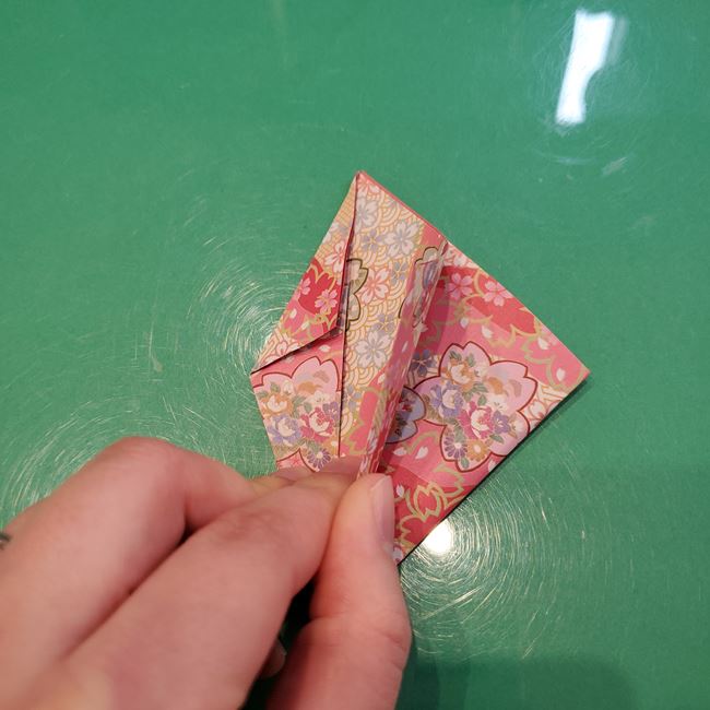 ぼんぼりの折り紙 平面で簡単な折り方作り方①上パーツ(14)