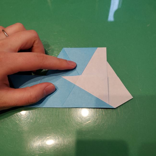 バレンタインのディスプレイ 折り紙でハートの立体的な箱の作り方折り方①折り筋(14)