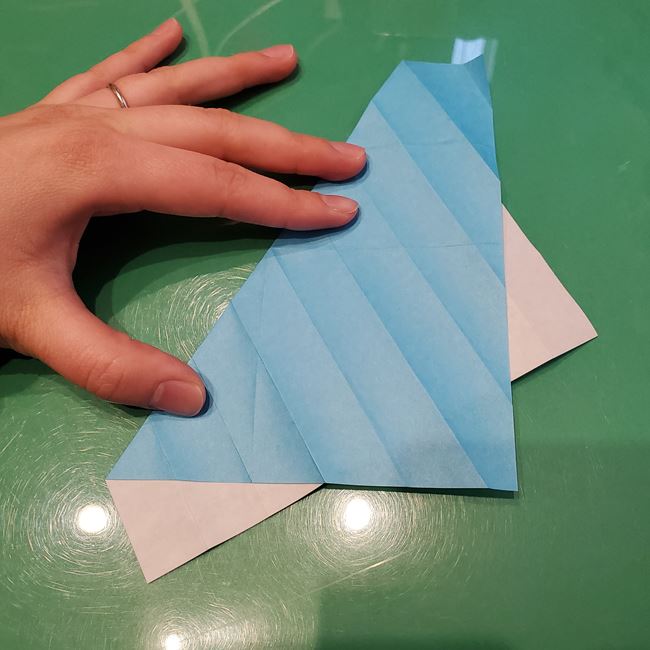 バレンタインのディスプレイ 折り紙でハートの立体的な箱の作り方折り方①折り筋(22)