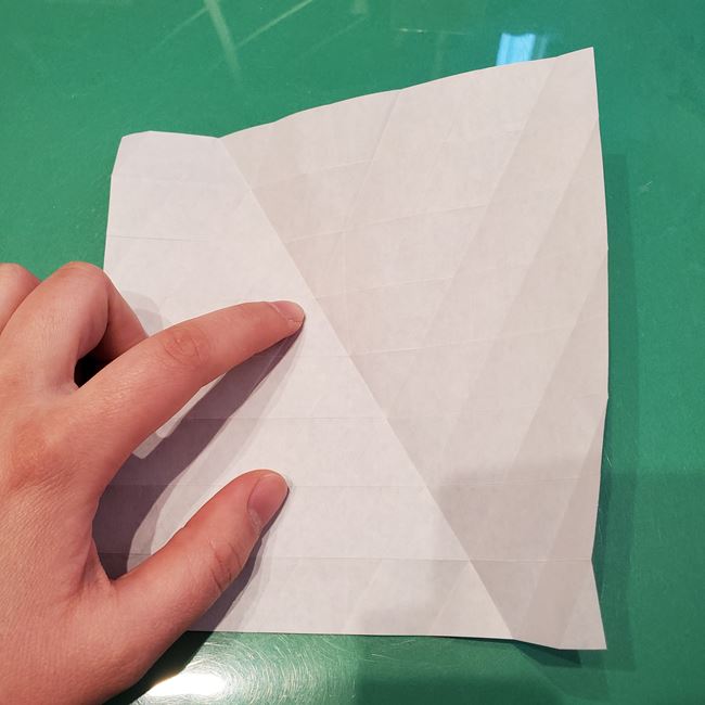 バレンタインのディスプレイ 折り紙でハートの立体的な箱の作り方折り方①折り筋(24)