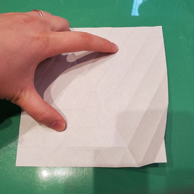 バレンタインのディスプレイ 折り紙でハートの立体的な箱の作り方折り方①折り筋(25)