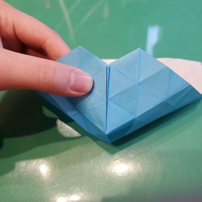 バレンタインのディスプレイ 折り紙でハートの立体的な箱の作り方折り方②立体前半(19)