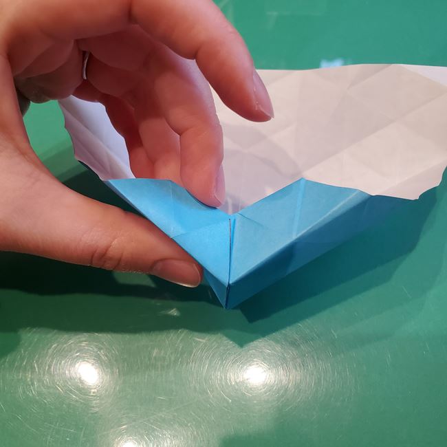 バレンタインのディスプレイ 折り紙でハートの立体的な箱の作り方折り方②立体前半(20)