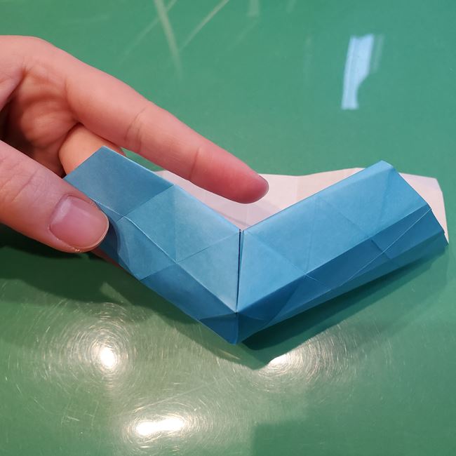 バレンタインのディスプレイ 折り紙でハートの立体的な箱の作り方折り方②立体前半(23)