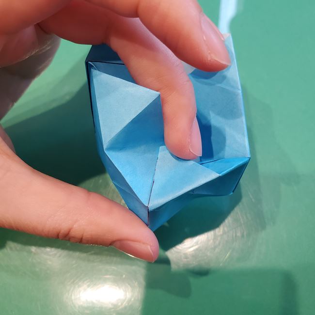 バレンタインのディスプレイ 折り紙でハートの立体的な箱の作り方折り方③立体後半(18)