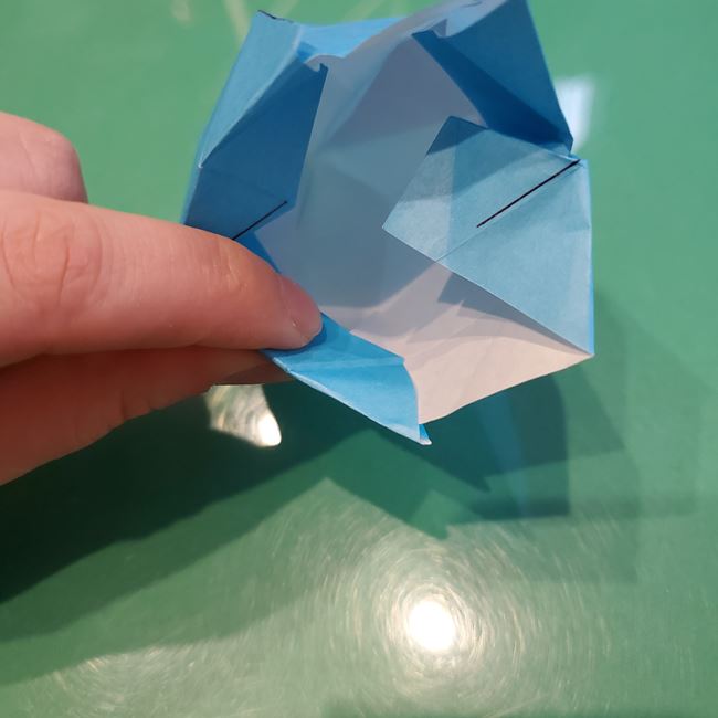 バレンタインのディスプレイ 折り紙でハートの立体的な箱の作り方折り方③立体後半(23)