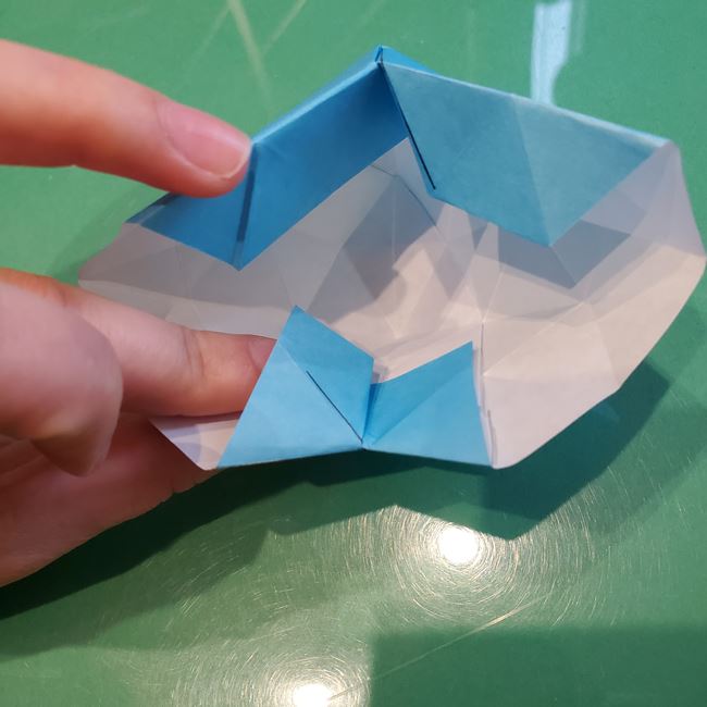 バレンタインのディスプレイ 折り紙でハートの立体的な箱の作り方折り方③立体後半(9)