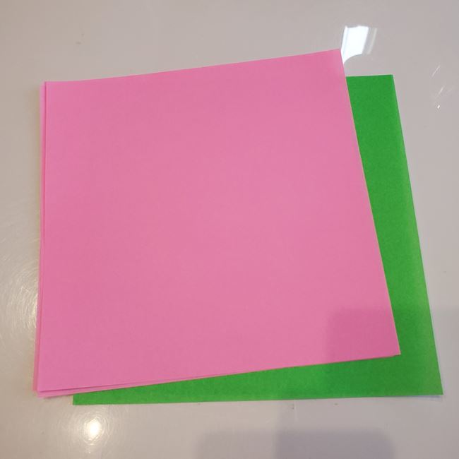 折り紙の桃の花リース＊作り方折り方(3)