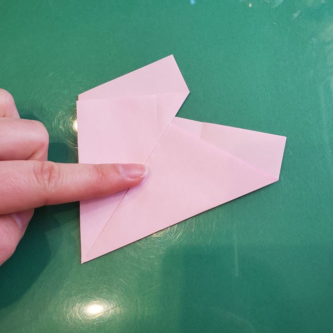 桃の花の折り紙 平面の作り方切り方①五角形(11)