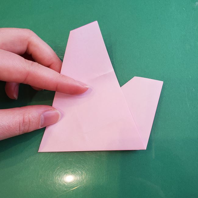 桃の花の折り紙 平面の作り方切り方①五角形(12)