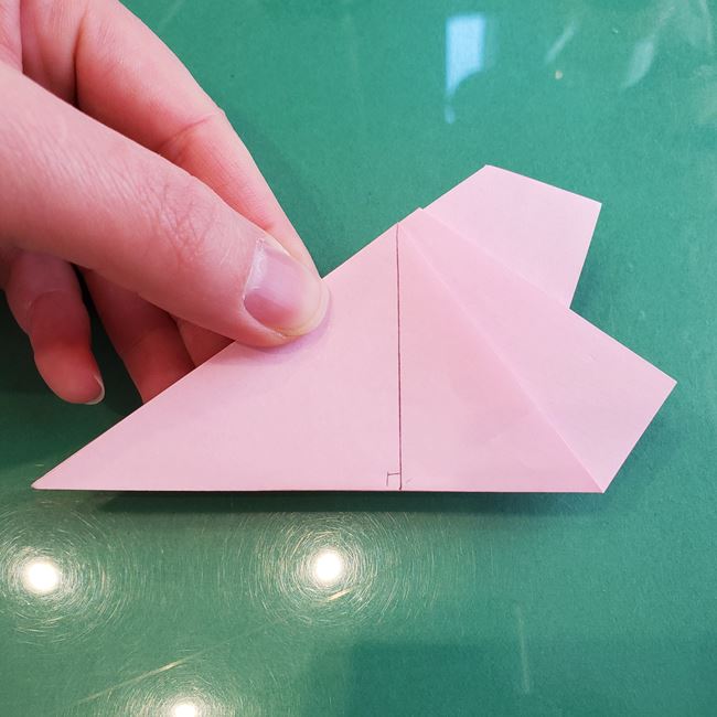 桃の花の折り紙 平面の作り方切り方①五角形(16)