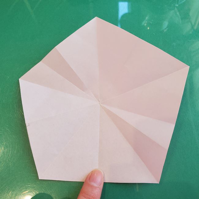 桃の花の折り紙 平面の作り方切り方②花びら(3)