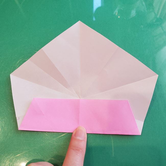 桃の花の折り紙 平面の作り方切り方②花びら(4)