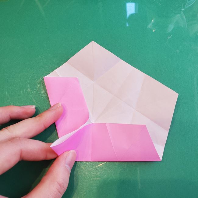 桃の花の折り紙 平面の作り方切り方②花びら(7)