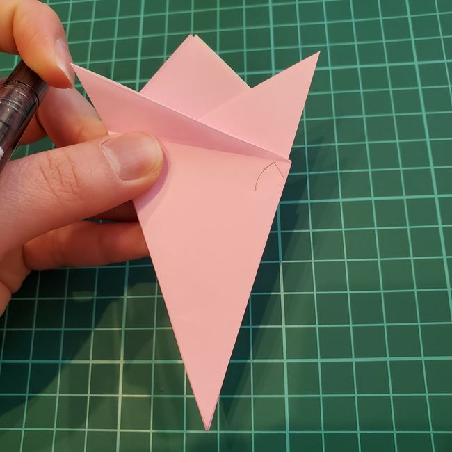 折り紙のポチ袋 桜の花の作り方折り方①切り方(16)
