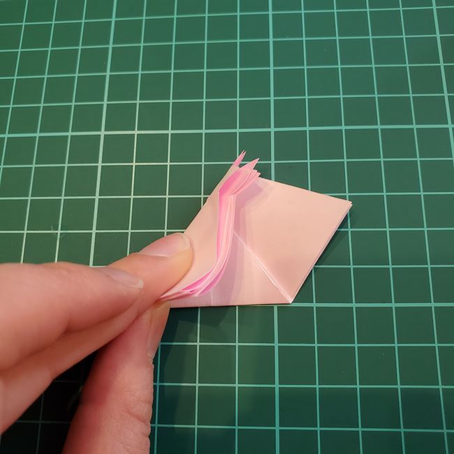 折り紙のポチ袋 桜の花の作り方折り方②折り方(12)