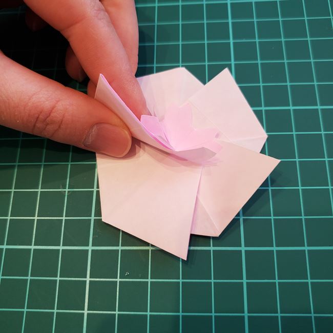 折り紙のポチ袋 桜の花の作り方折り方②折り方(21)