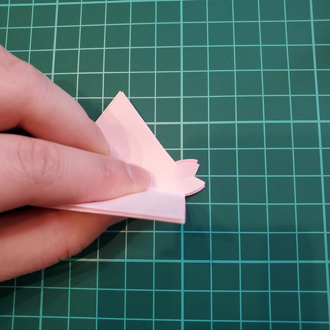 折り紙のポチ袋 桜の花の作り方折り方②折り方(5)