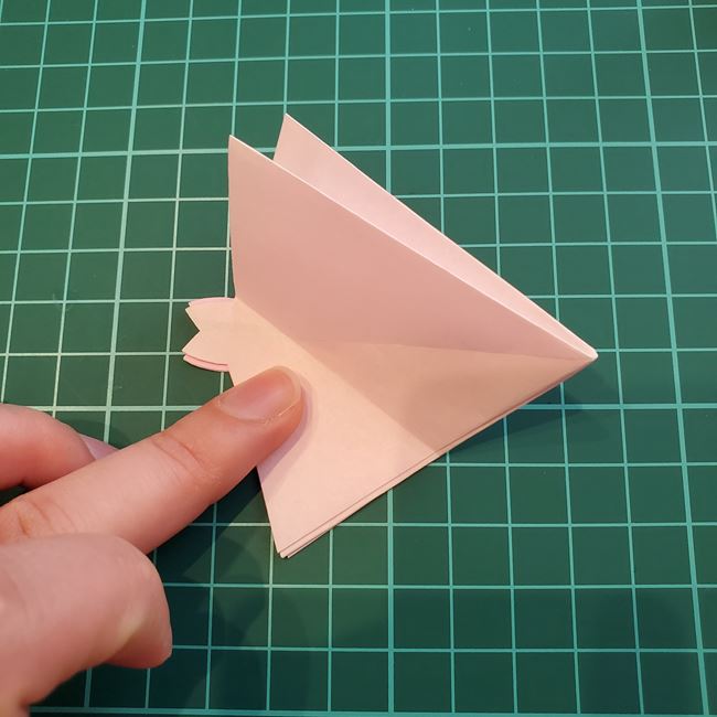 折り紙のポチ袋 桜の花の作り方折り方②折り方(8)