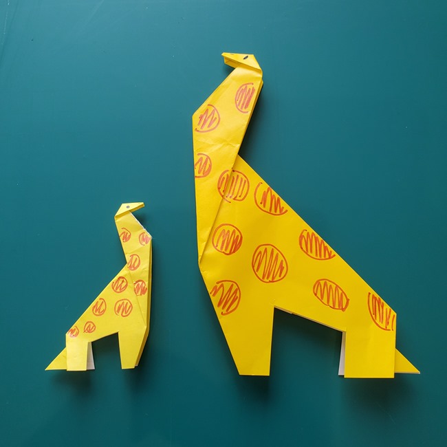 キリンの折り紙 簡単に1枚で折る作り方折り方 子供と一緒に手作り 子供と楽しむ折り紙 工作