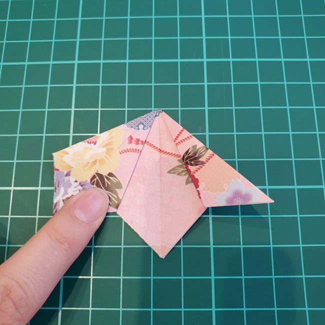折り紙で立体の傘を1枚でつくる作り方①かさ(11)
