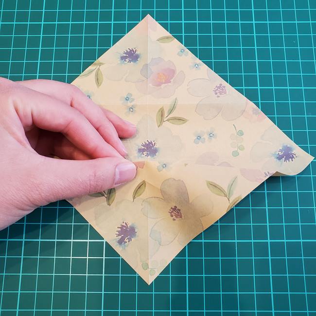 折り紙の傘 一枚で簡単 平面の折り方作り方①かさ(10)