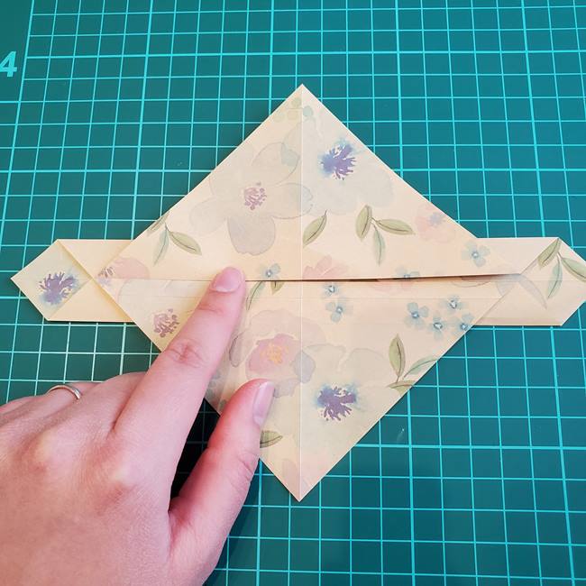 折り紙の傘 一枚で簡単 平面の折り方作り方①かさ(12)